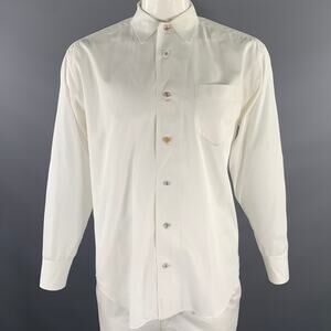 MATSUDA Size L White Cotton Mixed Button Long Sleeve Shirt